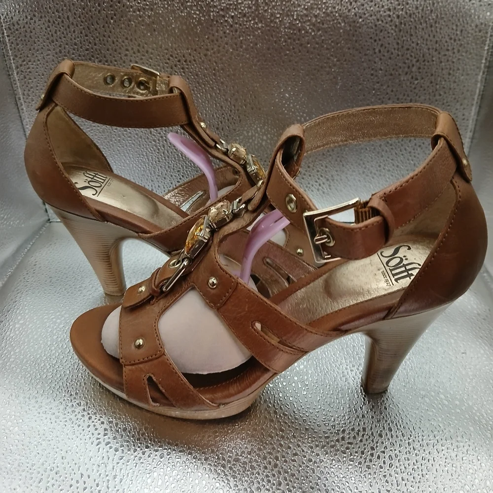 Söfft Brown Strappy Heeled Sandals Women's Size 8